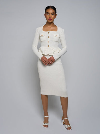 Estrella Peplum Pencil Midi Dress