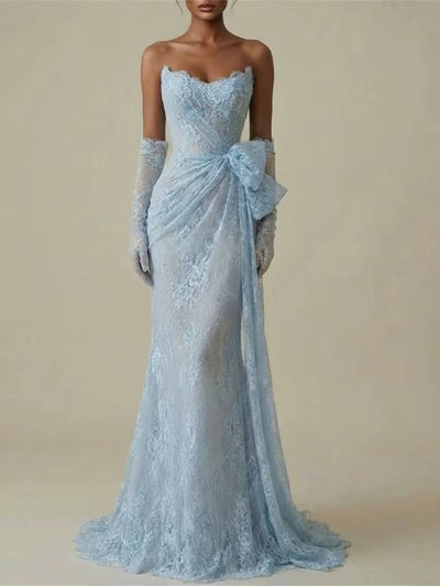 Evangeline Lace Strapless Gown