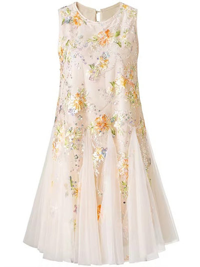 Evelina Floral Tulle Midi Dress