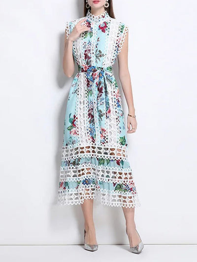 Evelyn Hollow Out Sleeveless Midi Dress