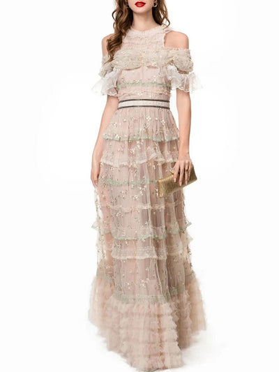 Everleigh Ruffled Cold Shoulder Maxi Dress