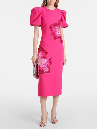 Fiona Sequin Applique Midi Dress