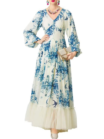 Fiora Beaded Botanical Maxi Dress