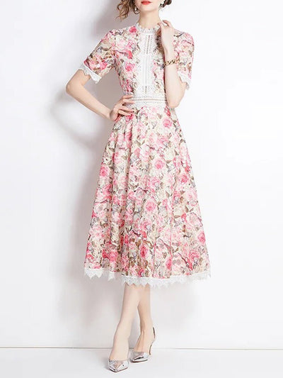 Frances Flower Hollow Out Midi Dress