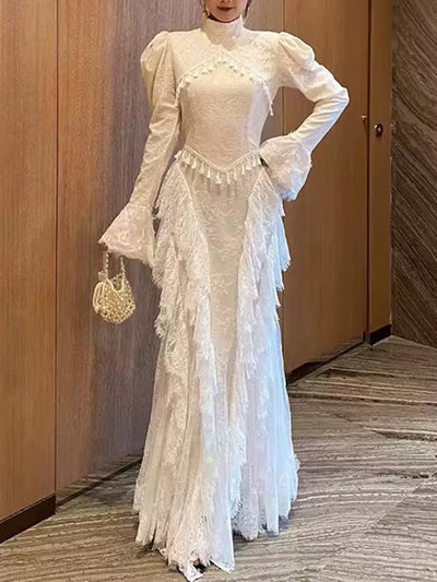Francesca Feather Lace Gown
