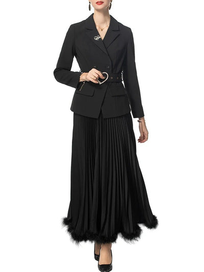 Freya Belted Blazer & Maxi Skirt Set