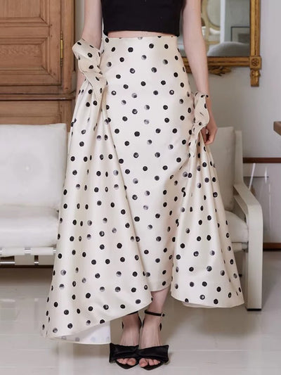 Gabriella Bow Polka Dot Maxi Skirt