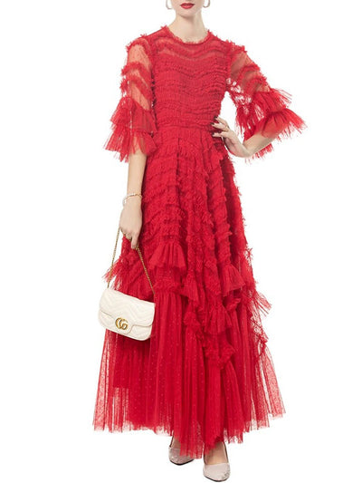 Gabriella Half Sleeve Ruffled Maxi Dress