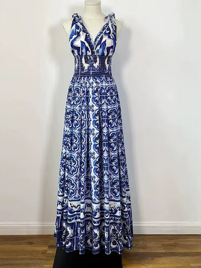 Gabrielle Baroque Halter Maxi Dress