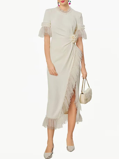 Gabrielle Rosette Draped Midi Dress