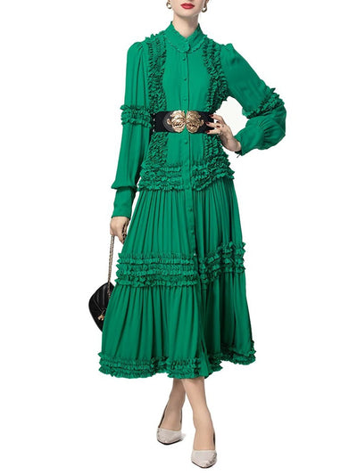 Genesis Long Sleeved Ruffled Maxi Dress
