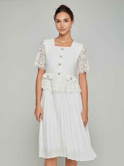 Georgetta Peplum Lace Sleeves Midi Dress