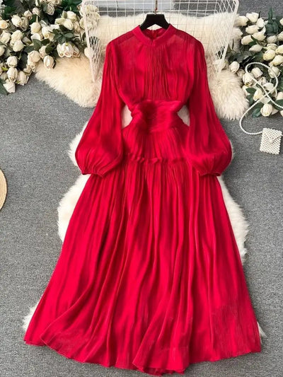 Geri Folds Shine Robe Midi Dress