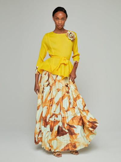 Gerie Peplum Blouse & Pleat Maxi Skirt Set