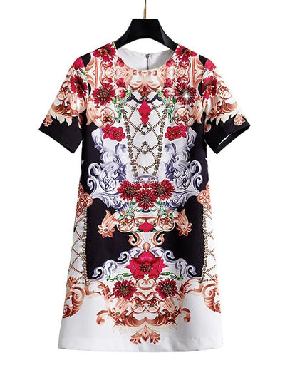 Gianna Baroque Print Mini Dress