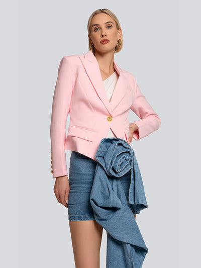 Gianna Cinched Waist Gold Button Fitted Blazer