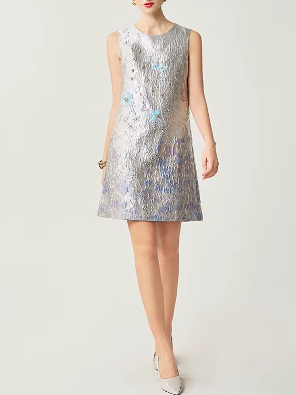 Gianna Metallic Floral Mini Dress