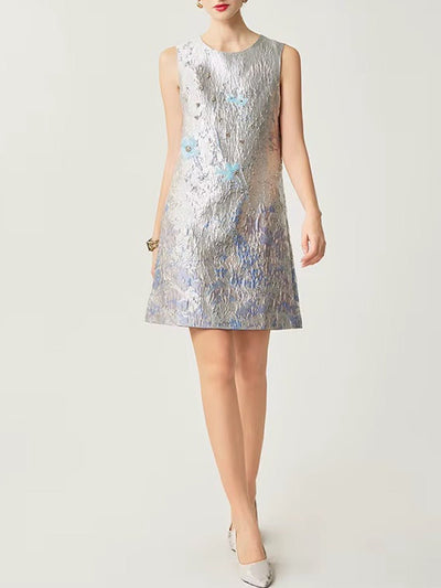 Gianna Metallic Floral Mini Dress