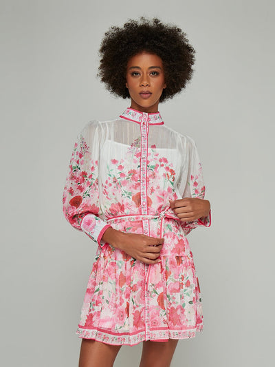 Ginevra Stand-Collar Floral Mini Dress