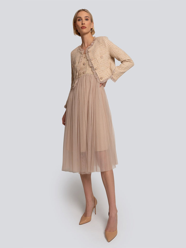Giselle Tulle Midi Dress & Textured Jacket Set - Glory Connection
