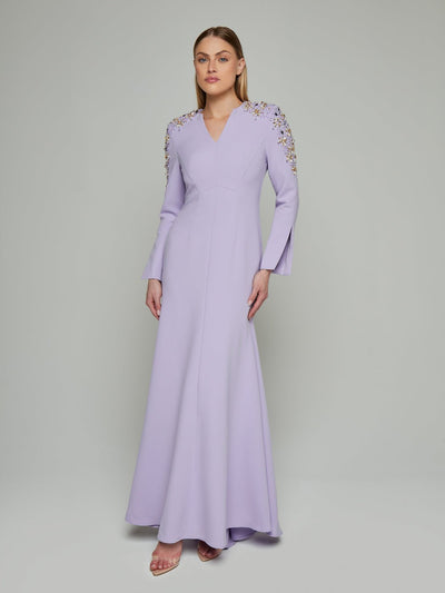 Gretchen Beaded Slit Sleeve Maxi Gown