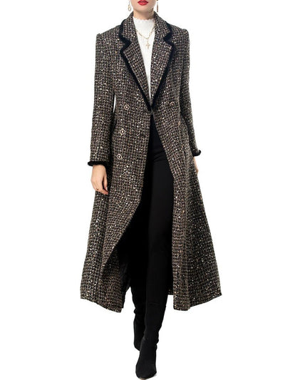 Hadley Lapel Long Tweed Coat