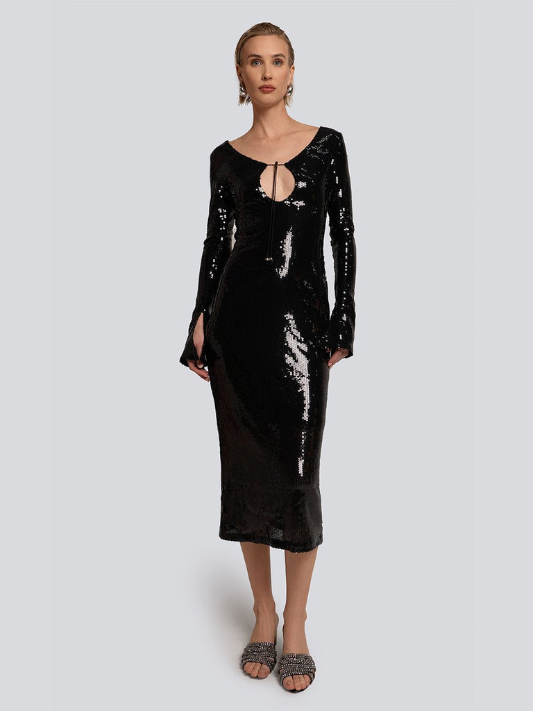 Harlow Cut Out Open Back Sequin Midi Dress - Glory Connection