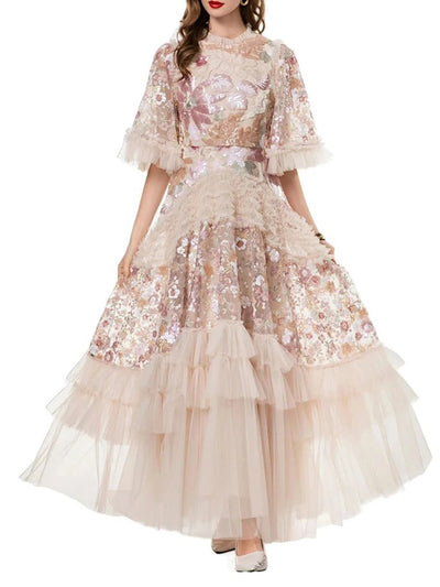 Harmony Jacquard Tulle Maxi Dress