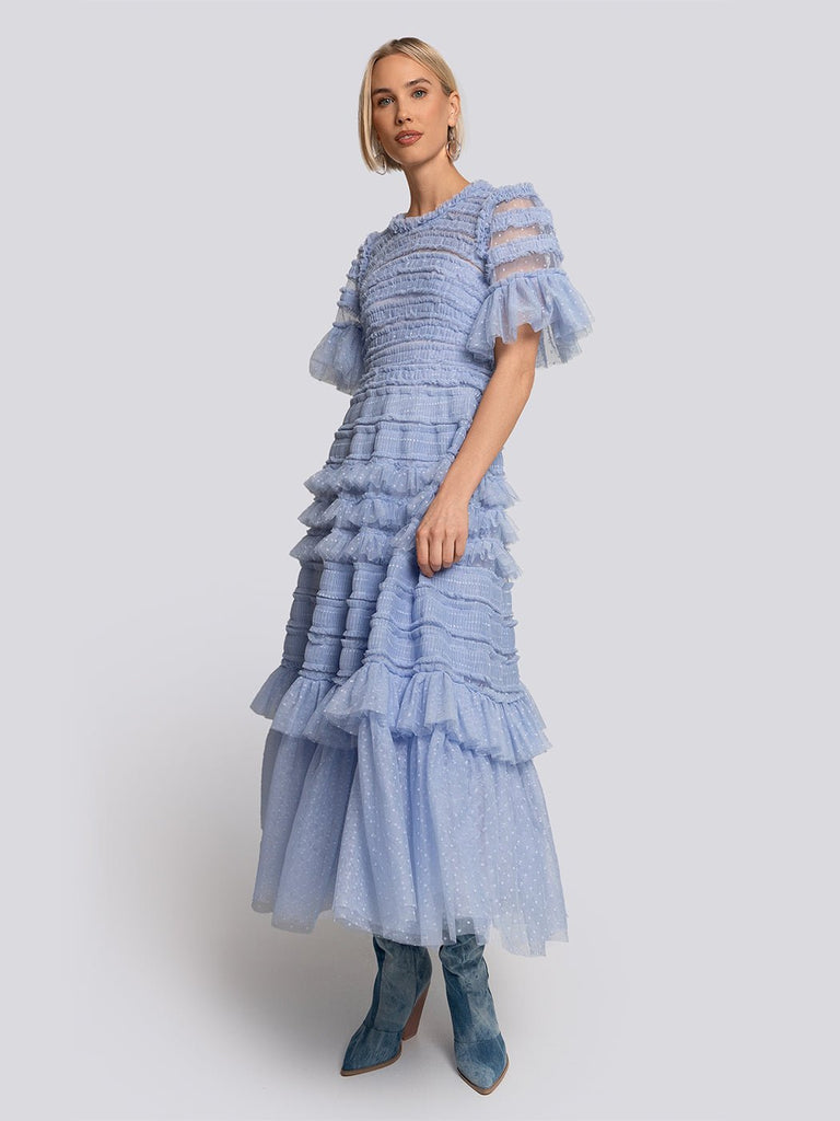 Harper Flutter Sleeve Tiered Midi Dress - Glory Connection