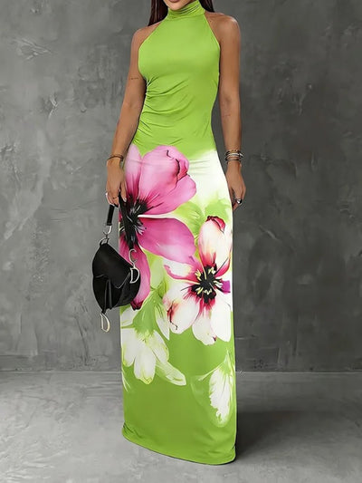 Hazel Floral Mock Neck Maxi Dress
