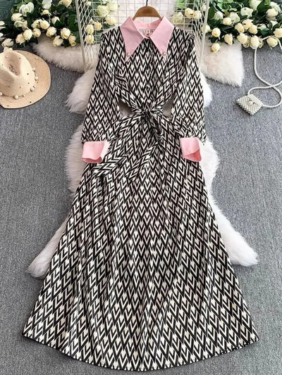 Hazel Lapel Collar Maxi Dress