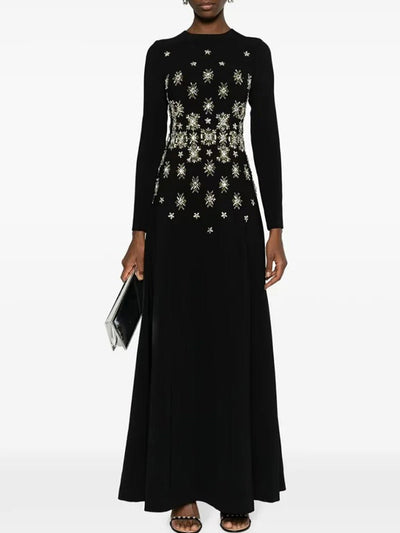 Isabelle Beaded Long-Sleeve Maxi Dress