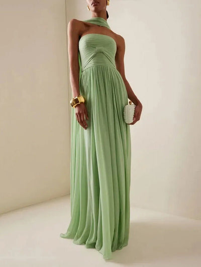 Isabelle Pleated Chiffon Gown