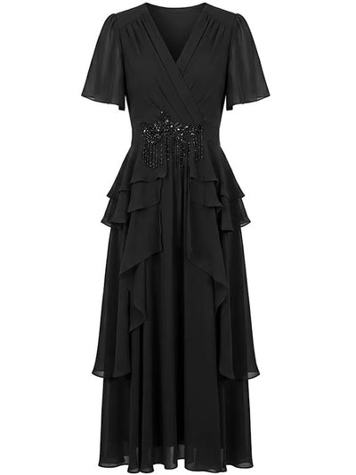 Isadora Embellished Ruffle Midi Dress
