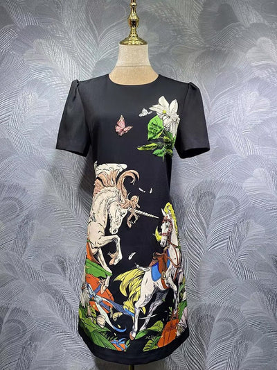 Isadora Equestrian Print Mini Dress