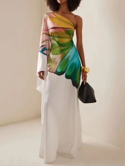 Isadora One Shoulder Print Gown