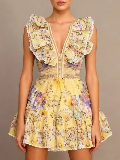 Isadora Ruffled Floral Mini Dress