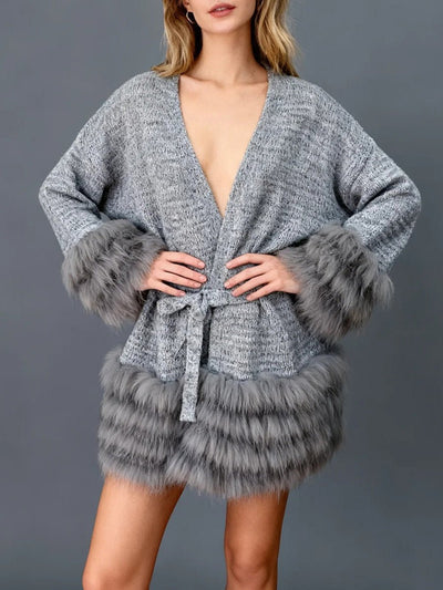 Isla Fur-Trim Knit Cardigan