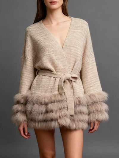 Isla Fur-Trim Knit Cardigan
