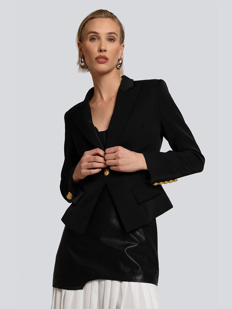 Jackie Gold Buttoned Velvet Tailored Blazer - Glory Connection