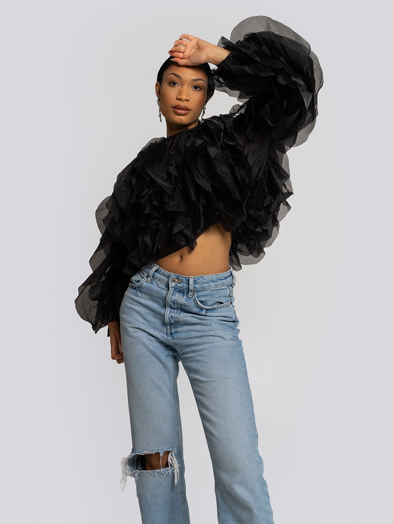 Jamie Ruffle Billow Sleeve Flounce Blouse - Glory Connection