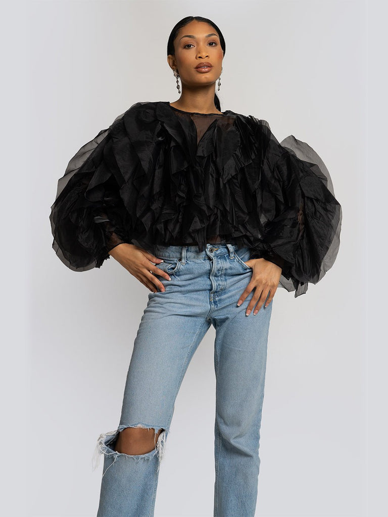 Jamie Ruffle Billow Sleeve Flounce Blouse - Glory Connection