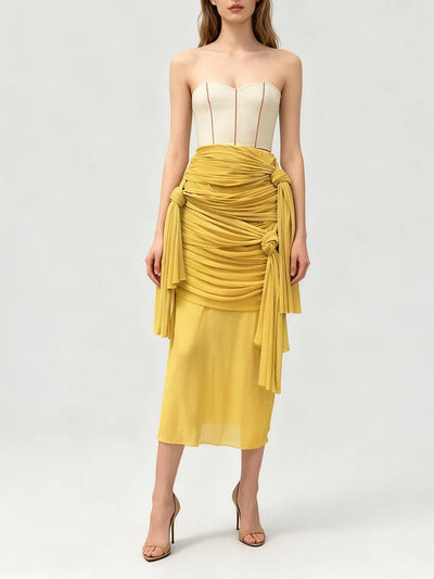 Jane Draped Folds Midi Skirt