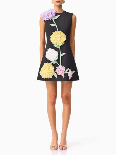 Jasmine Sleeveless Flower Mini Dress