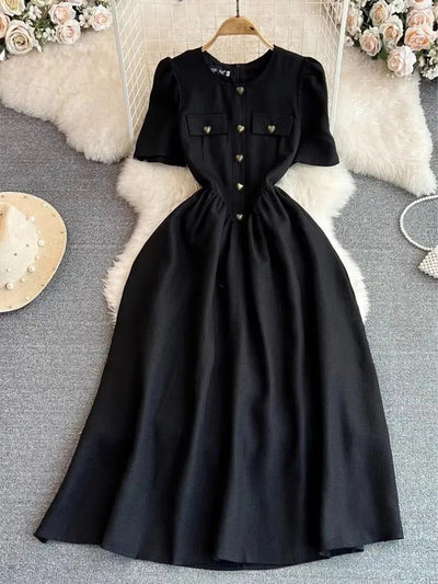 Jeffrey Puff Sleeve Heart Midi Dress