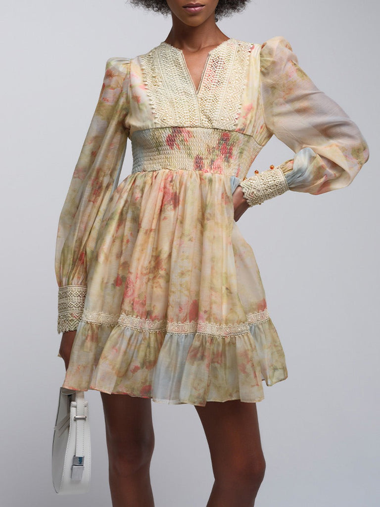 Jenna V - neck Print Mini Dress - Glory Connection