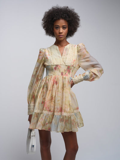 Jenna V-Neck Print Mini Dress