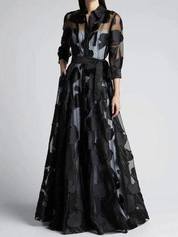Jessica Jacquard Mesh Maxi Dress - Glory Connection