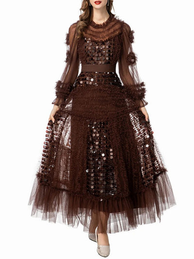 Julia Long Sleeved Sequin Maxi Dress