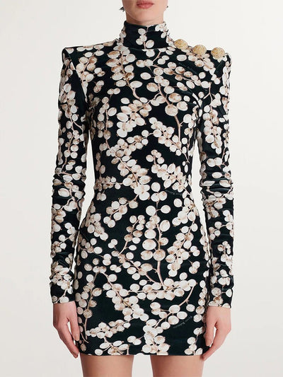 Juliette Beaded Blossom Velvet Mini Dress